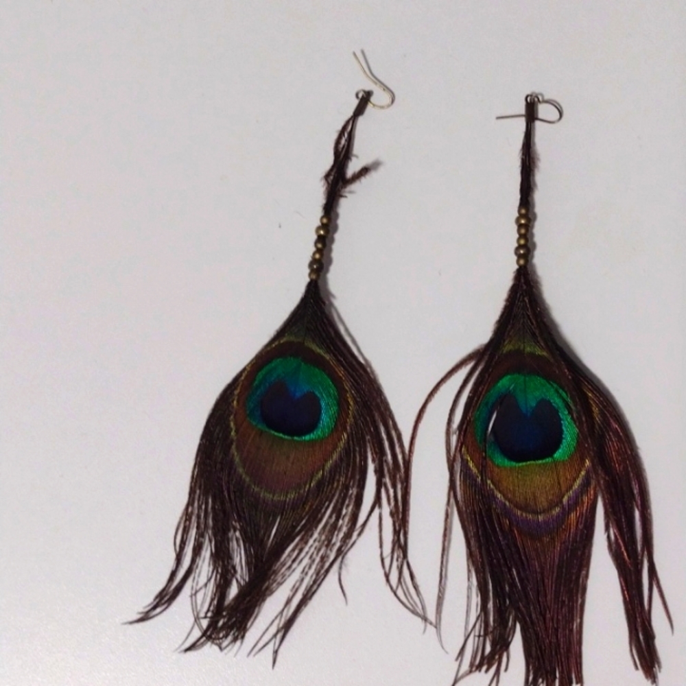 Peacock feather earrings